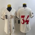 Women Nike Texas Rangers #34 Nolan Ryan beige majestic baseball jerseys city version 01