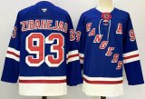 New York Rangers #93 Mika Zibanejad blue hockey Jerseys A patch-PD