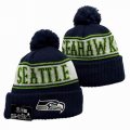 2024 Seattle Seahawks navy white green NFL Sports Cuffed Knit Hats 01