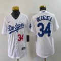 Youth Nike Los Angeles Dodgers#34 Fernando Valenzuela white majestic baseball jerseys-BD