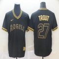 Nike Los Angeles Angels #27 Mike Trout black gold baseball jersey