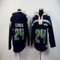 Seattle Seahawks #24 Marshawn Lynch dark blue nfl Hooded Sweatshirt