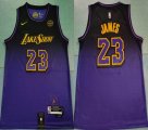 Los Angeles Lakers #23 LeBron James purple NBA Basketball jerseys city version-HL