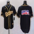 Nike Los Angeles Dodgers blank black gold fashion baseball jerseys 02