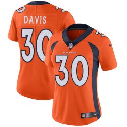 Women Denver Broncos #30 DAVIS Nike orange Color Rush Limited Jerseys