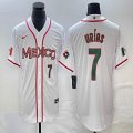 2023 World Cup Mexico #7 Julio Urias white majestic baseball jerseys 40