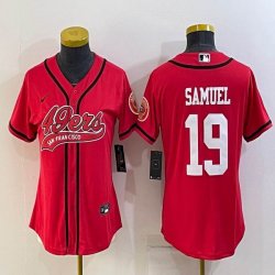 Women Nike 49ers #19 Deebo Samuel red baseball jerseys Joint name-BD