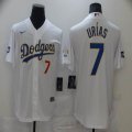 Custom Nike Los Angeles Dodgers #7 Julio Urias white majestic baseball jerseys 2020 World Series-BD