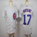 Chicago Cubs #17 Kris Bryant White Stripe Cool Base Stitched Youth Baseball Jersey