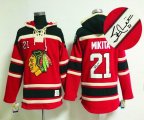 Chicago Blackhawks Stan Mikita 21# Red NHL Hooded Sweatshirt-Signature