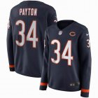 Women Nike Bears #34 Walter Payton blue Color Rush Limited Jersey long sleeves