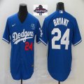 2024 World Series Champions Nike Los Angeles Dodgers Kobe Bryant blue majestic baseball Jersey-KB patch-BD