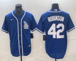 Nike Los Angeles Dodgers #42 Jackie Robinson blue MLB baseball Jersey Joint name -BD