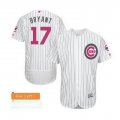 Mens Chicago Cubs Kris Bryant Majestic White Home 2016 Mothers Day Flex Base Jersey