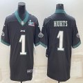 2023 NFL Super Bowl Nike Philadelphia Eagles #1 Jalen Hurts black Color Rush Limited Jersey