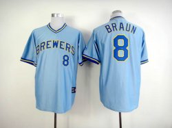 Milwaukee Brewers #8 Ryan Braun Light Blue MLB Jerseys