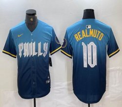 Nike Philadelphia Phillies #10 J.T. Realmuto blue majestic baseball jerseys city version