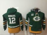 Youth Green Bay Packers 12 Aaron Rodgers green nike nfl Hooded Sweatshirt