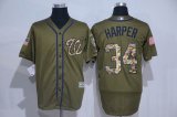 Washington Nationals 34 Bryce Harper Green Salute to Service Stitched MLB Jersey