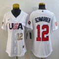 Women 2023 World Cup #12 Kyle Schwarber white USA majestic baseball jerseys