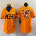 Youth Nike Pittsburgh Pirates blank gold majestic baseball jerseys city version 02