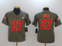 Youth Nike Kansas City Chiefs #27 Kareem Hunt green USA flag Color Rush Limited Jersey