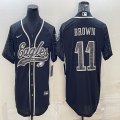 Philadelphia Eagles #11 Carson A.J. Brown black baseball jerseys Joint name Reflective version-BD