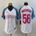 Women 2023 World Cup Mexico #56 Randy Arozarena white skyblue majestic baseball jerseys 24