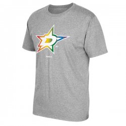 Men\'s Dallas Stars Reebok Gray Rainbow Pride T-Shirt