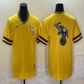 Nike Oakland Athletics blank yellow majestic baseball jersey big logo 02