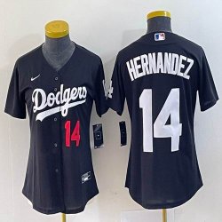 Women Nike Los Angeles Dodgers #14 Enrique Hernandez black majestic baseball jerseys