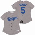 Women New Los Angeles Dodgers #5 Corey Seager gray majestic Baseball Jersey