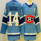 Adidas Montreal Canadiens #14 Nick Suzuki skyblue hockey jersey with C patch