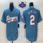 2023 Champions Nike Texas Rangers #2 Marcus Semien Skyblue majestic baseball jerseys