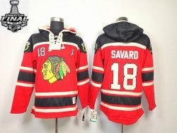 2013 NHL Stanley Cup Chicago Blackhawks SAVARD 18# Red Hooded Sweatshirt