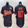 2023 NFL Super Bowl Nike Kansas City Chiefs #87 Travis Kelce black baseball jerseys Joint name-BD 01