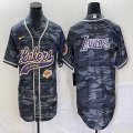 Nike Los Angeless Lakers blank gray camo baseball jerseys Joint name-BD 05