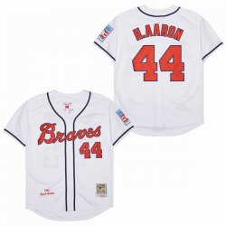 Atlanta Braves Hank Aaron #44 White throwback 1963 baseball jerseys