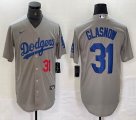 New Los Angeles Dodgers #31 Tyler Glasnow gray majestic baseball jerseys 10