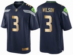 Nike Seattle Seahawks #3 Russell Wilson blue gold Color Rush Limited Jersey