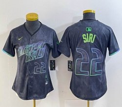 Women Nike Tampa Bay Rays #22 Jose Siri black majestic baseball jersey city version 03