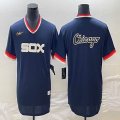 Nike Chicago White Sox blank blue majestic baseball jersey big logo 04