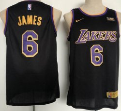 Nike Los Angeles Lakers #6 LeBron James black basketball jersey-YLQ