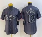 Youth Nike New York Mets #12 Francisco Lindor gray majestic majestic baseball jerseys city verion 04