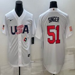 2023 World Cup #51 Singer white majestic baseball jerseys 10