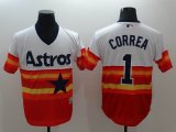 Houston Astros #1 Carlos Correa orange white throwback majestic baseball jersey