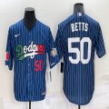 Nike Los Angeles Dodgers #50 Mookie Betts blue throwback majestic baseball Jersey-BD 03