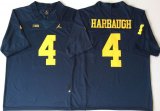 Jordan Brand Michigan Wolverines Jim Harbaugh 4 blue College Football Elite Jersey-PNS