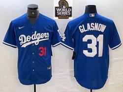 New Los Angeles Dodgers #31 Tyler Glasnow blue majestic baseball jerseys 02