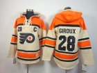 Philadelphia Flyers GIROUX 28# orange beige C patch NHL Hooded Sweatshirt